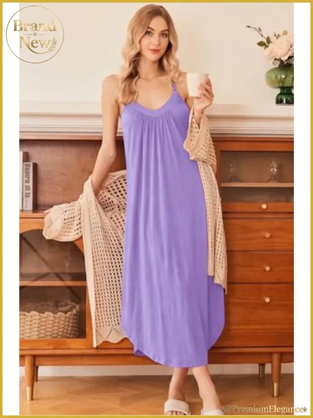 Women's Sleeveless Nightgown Silk Sleep Dress Full Length Loungewear